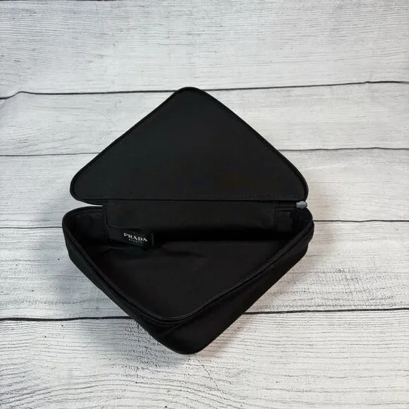 PRADA PARADOXE Beauty Pouch Pink/Black Triangle Bag Cosmetic Makeup Case - Picture 5 of 6